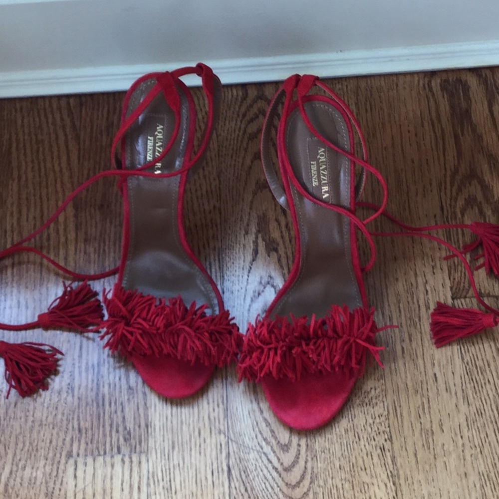 Red suede aquazzura sandals